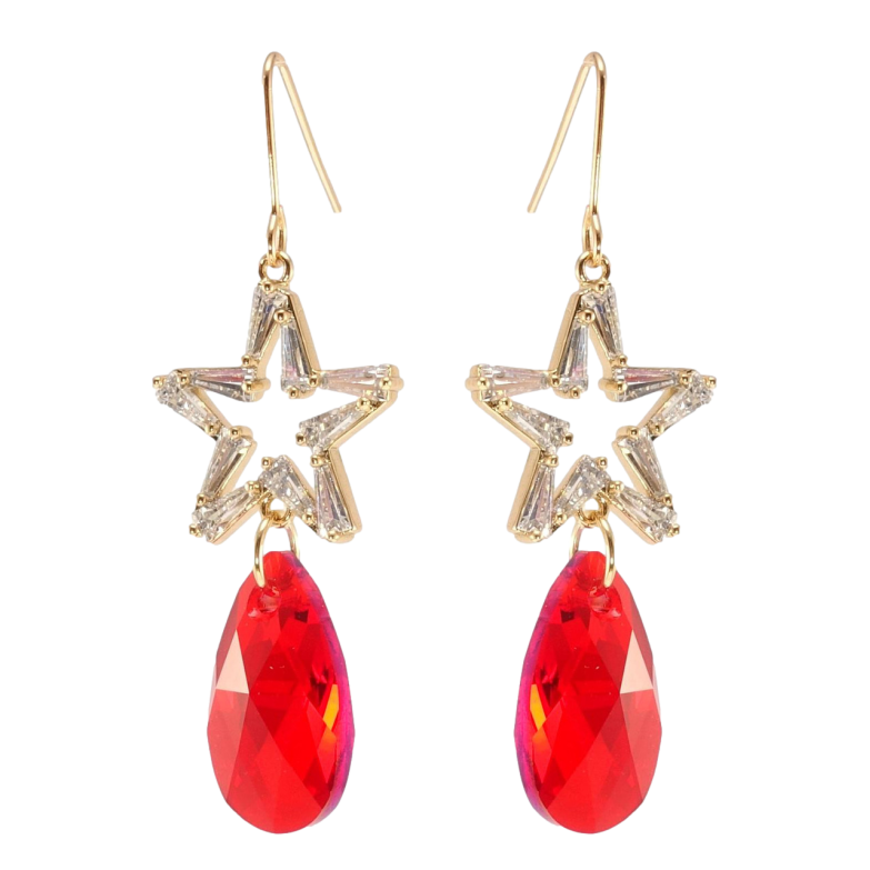 Серьги Xuping цвет 18K с кристаллами Swarovski французский замок Звезды с кристаллами Light Siam фото №2