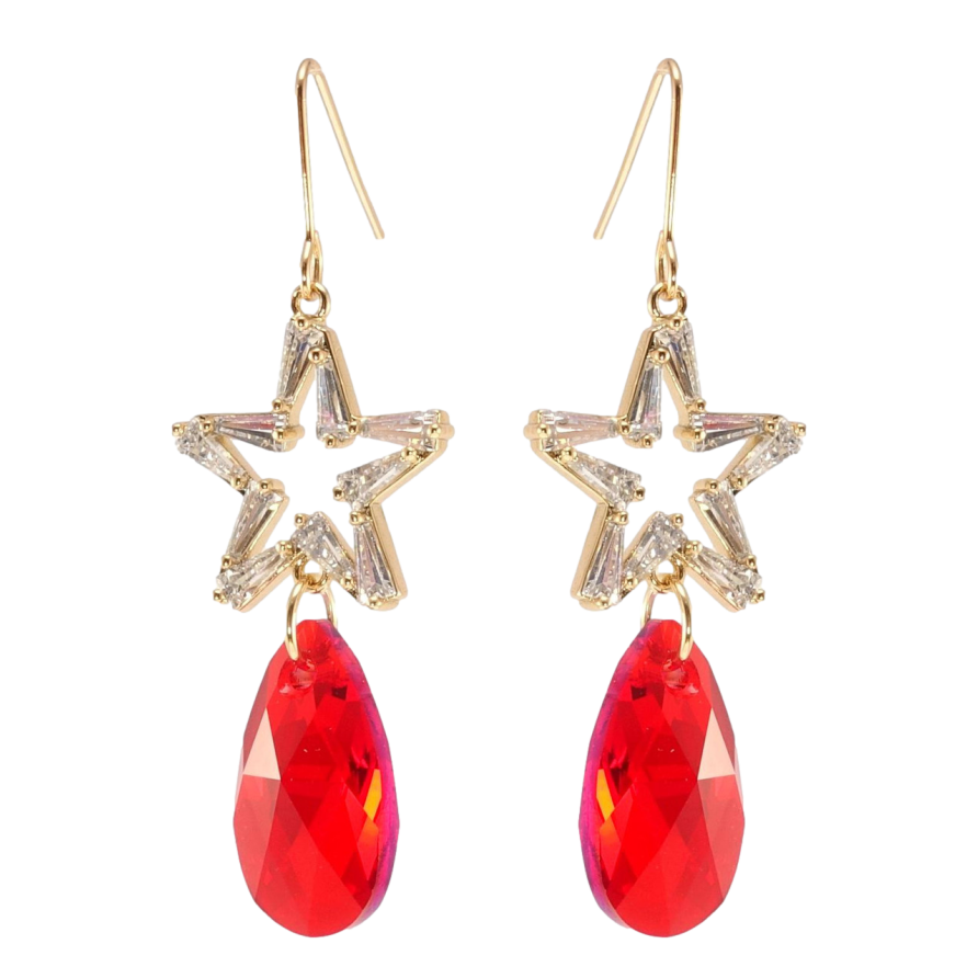 Сережки Xuping колір 18K з кристалами Swarovski французький замок Зірки з кристалами Light Siam фото №1