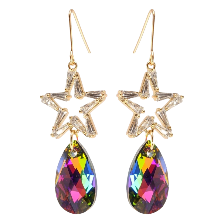 Сережки Xuping колір 18K з кристалами Swarovski французький замок Зірки з кристалами Vitrail Medium фото №12