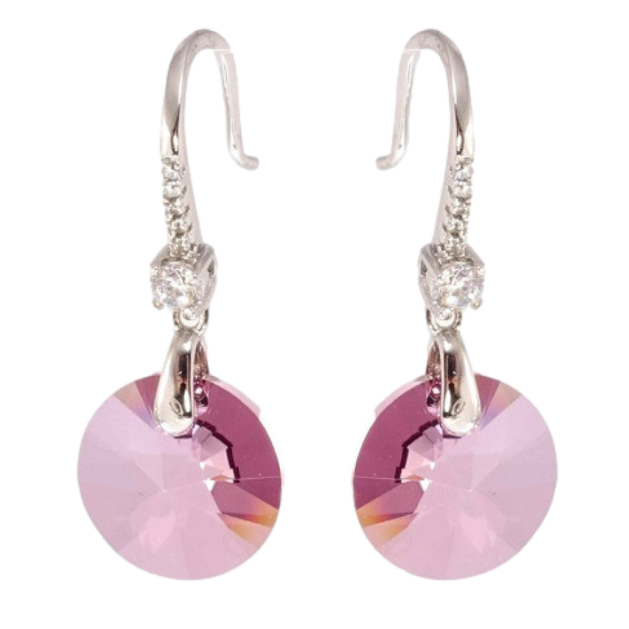 Серьги Xuping цвет Родий с кристаллами Swarovski французский замок Кристальные Peony Pink подвески фото №1