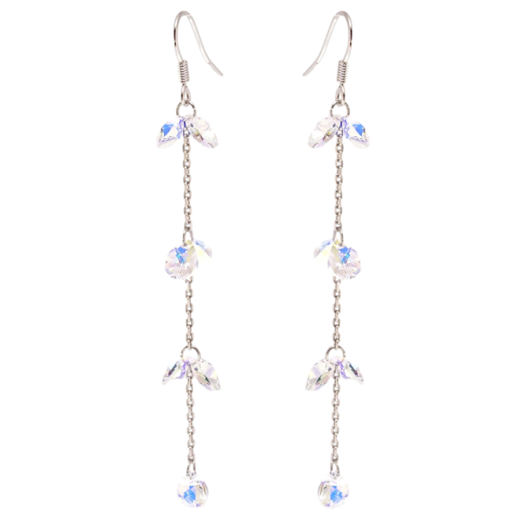 Сережки Xuping колір Родій з кристалами Swarovski французький замок Кристали Shimmer на ланцюжку фото №11