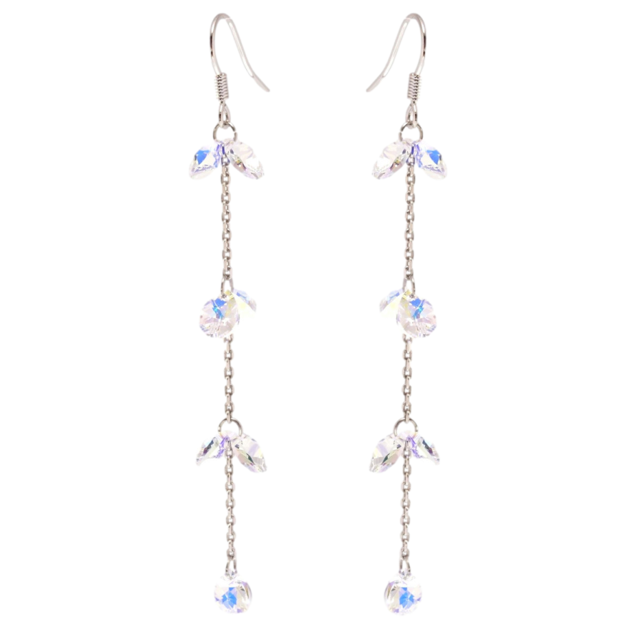 Сережки Xuping колір Родій з кристалами Swarovski французький замок Кристали Shimmer на ланцюжку фото №1