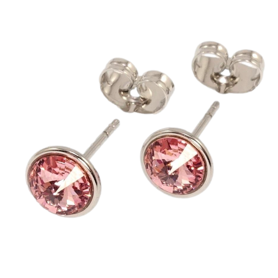 Сережки Xuping колір Родій з кристалами Swarovski пусети Кристал Rose ø 8мм фото №1