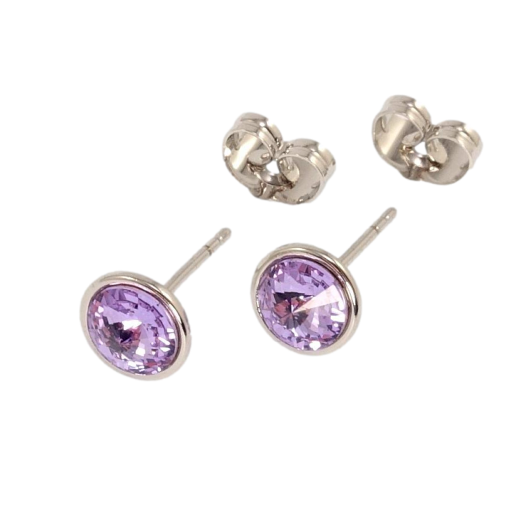 Сережки Xuping колір Родій з кристалами Swarovski пусети Кристал Provence Lavender ø 8мм фото №20