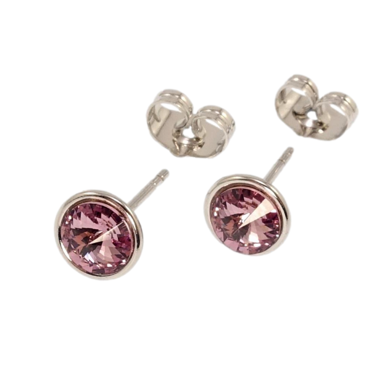 Серьги Xuping цвет Родий с кристаллами Swarovski пусеты Кристалл Antique Pink ø 8мм фото №22