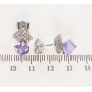 Сережки Xuping колір Родій з кристалами Swarovski пусети Кристальний куб Tanzanite у квадраті фото №2