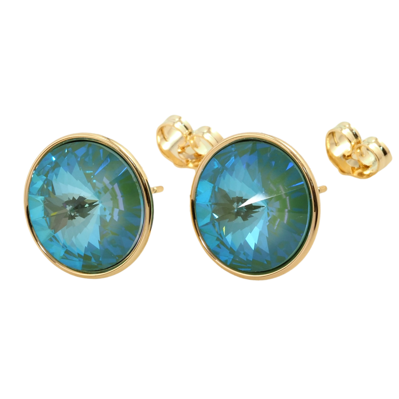 Серьги Xuping цвет 18K с кристаллами Swarovski пусеты Кристаллы Erinite ø 16мм фото №1