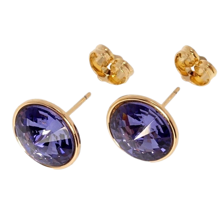 Серьги Xuping цвет 18K с кристаллами Swarovski пусеты Кристаллы Purple Velvet ø 12мм фото №18