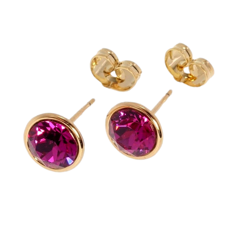 Серьги Xuping цвет 18K с кристаллами Swarovski пусеты Кристаллы Ruby ø 9мм фото №11