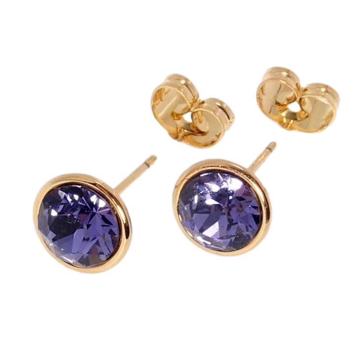 Серьги Xuping цвет 18K с кристаллами Swarovski пусеты Кристаллы Tanzanite ø 9мм фото №17