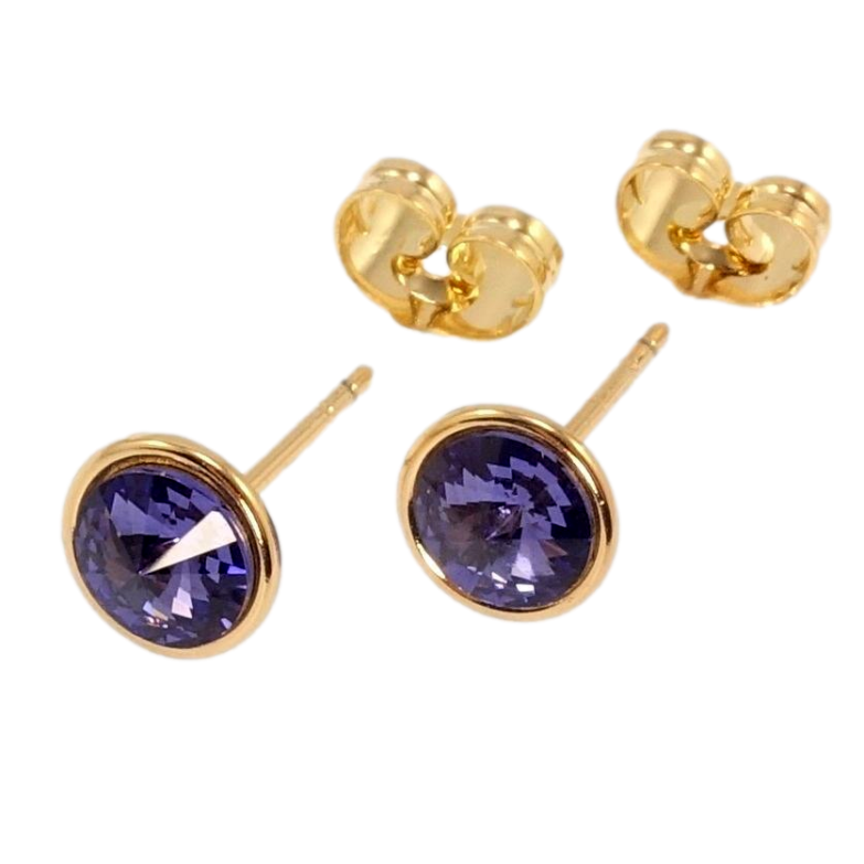 Серьги Xuping цвет 18K с кристаллами Swarovski пусеты Кристаллы Tanzanite ø 8мм фото №15