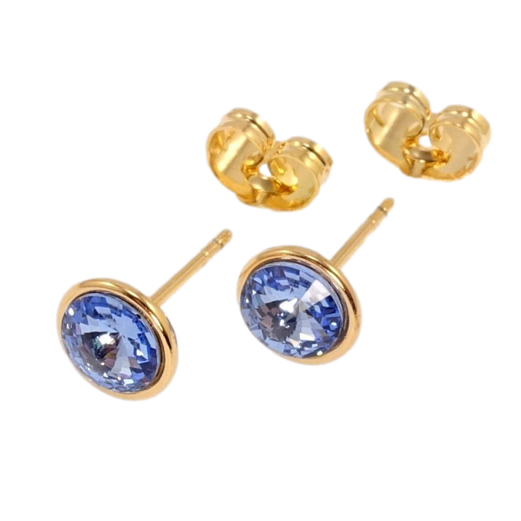Серьги Xuping цвет 18K с кристаллами Swarovski пусеты Кристаллы Sapphire ø 8мм фото №8
