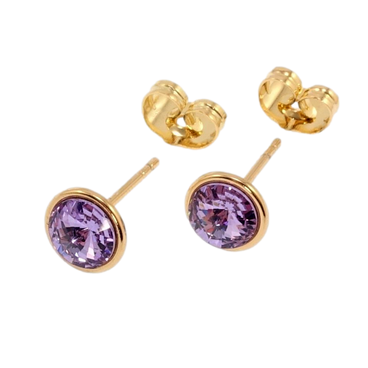 Серьги Xuping цвет 18K с кристаллами Swarovski пусеты Кристаллы Tanzanite ø 8мм фото №16