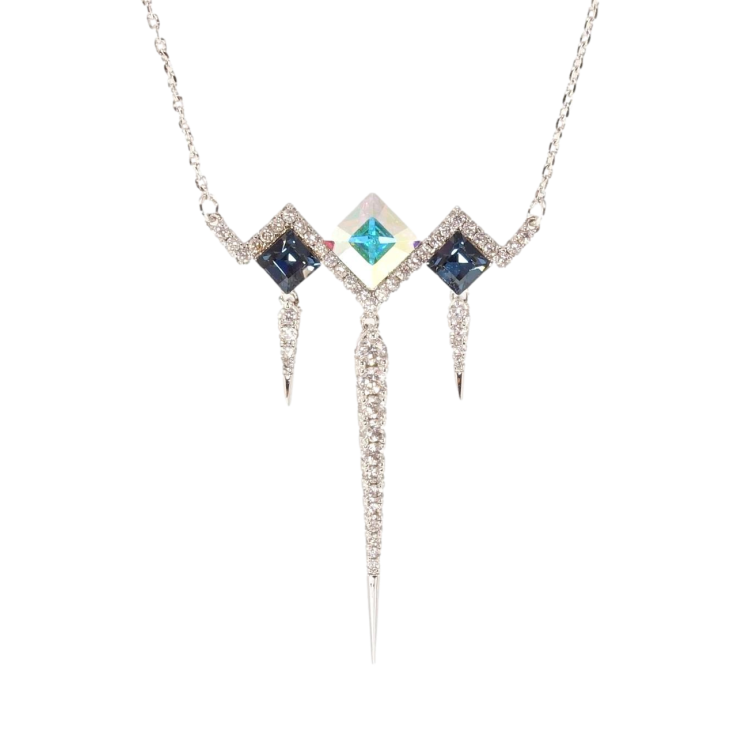 Кулон Xuping цвет Родий с кр-ми Swarovski на цепочке Ромбы с кр-ми Montana с АВ длина 44-49см х 1мм фото №7