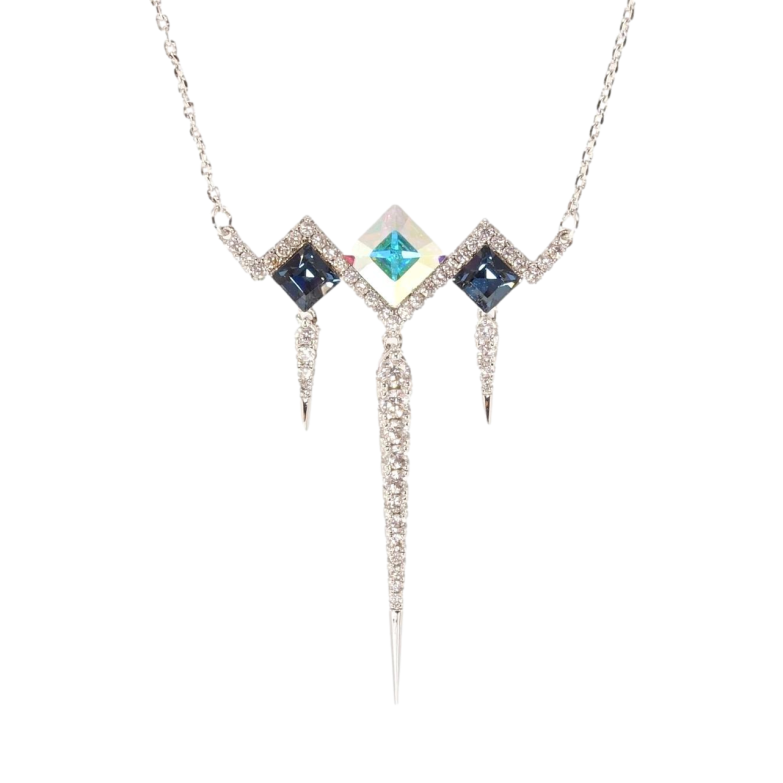 Кулон Xuping цвет Родий с кр-ми Swarovski на цепочке Ромбы с кр-ми Montana с АВ длина 44-49см х 1мм фото №19