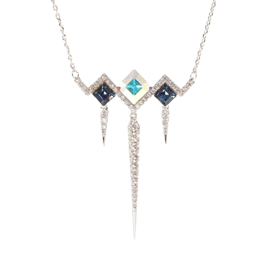 Кулон Xuping цвет Родий с кр-ми Swarovski на цепочке Ромбы с кр-ми Montana с АВ длина 44-49см х 1мм фото №1