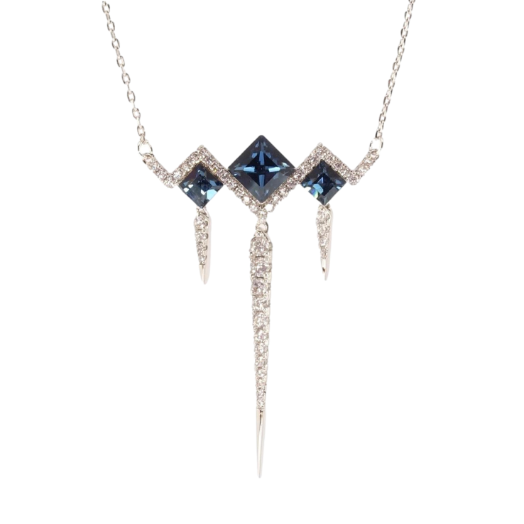 Кулон Xuping колір Родій з кр-ми Swarovski на ланцюжку Ромби з кр-ми Montana довжина 45-50см х 1мм фото №24