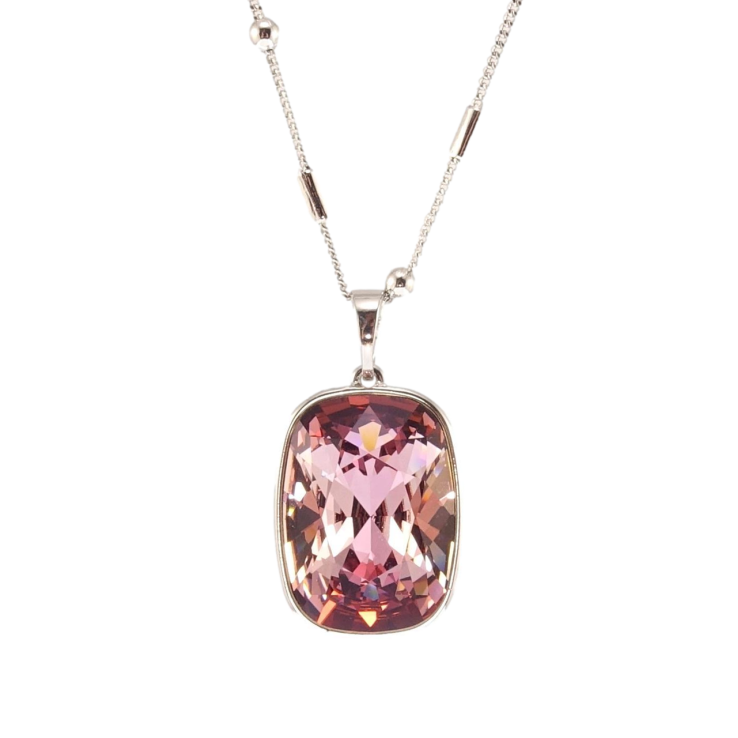 Кулон Xuping колір Родій з кр-ми Swarovski на ланцюжку Кристал Rose довжина 45,5-50,5см х 1мм, к. 20х15мм фото №3