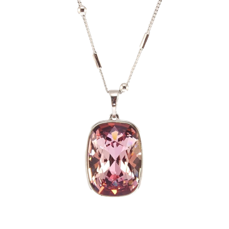 Кулон Xuping колір Родій з кр-ми Swarovski на ланцюжку Кристал Rose довжина 45,5-50,5см х 1мм, к. 20х15мм фото №1