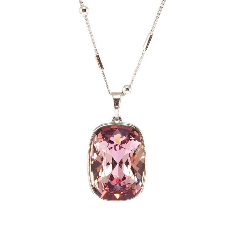 Кулон Xuping колір Родій з кр-ми Swarovski на ланцюжку Кристал Rose довжина 45,5-50,5см х 1мм, к. 20х15мм фото №1