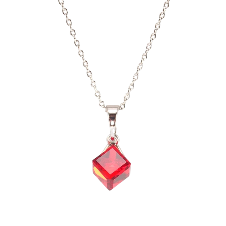 Кулон Xuping колір Родій з кр-ми Swarovski на ланцюжку Куб Siam дл.46-52см х 1мм, к. 6х6мм фото №13