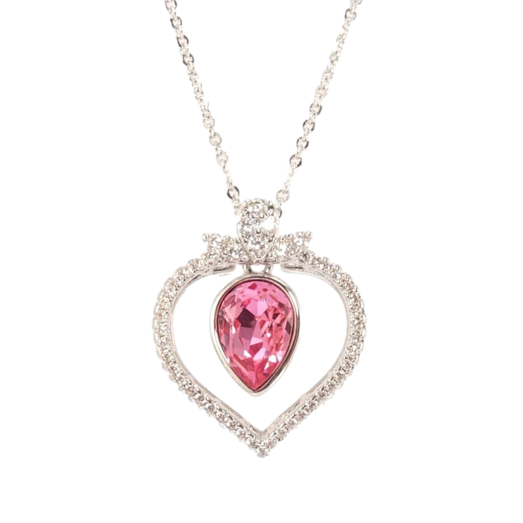 Кулон Xuping колір Родій з кр-ми Swarovski на ланцюжку Крапелька Rose в обрамленні серця дл.45-50см х 1мм фото №21