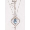 Кулон Xuping цвет Родий с кр-ми Swarovski на цепочке Капелька Aquamarine в обрамлении сердца  дл.42-46см х фото №2
