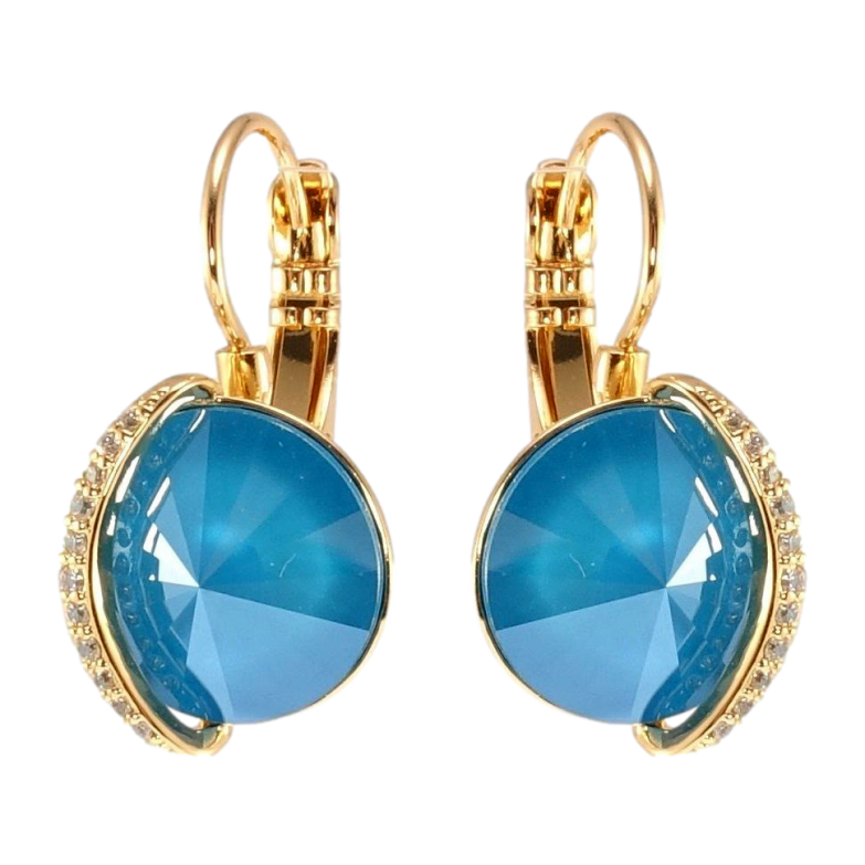 Серьги Xuping цвет 18K с кристаллами Swarovski французский замок Кристалл Azure Blue с дорожкой кристаллов фото №1