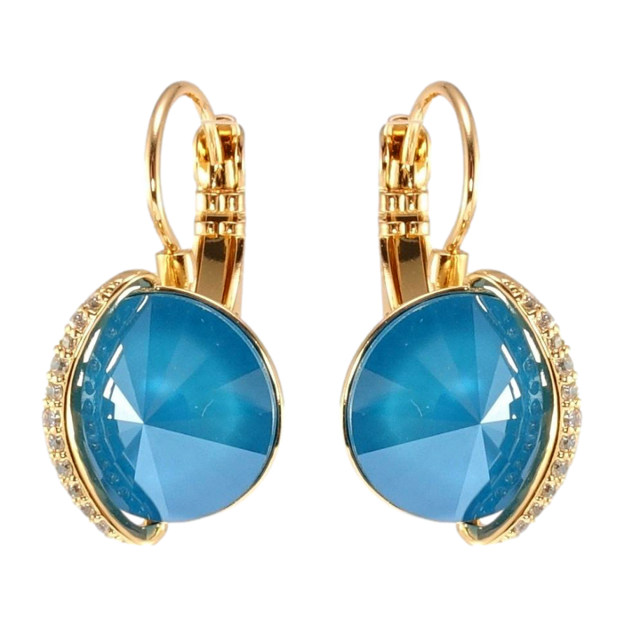 Серьги Xuping цвет 18K с кристаллами Swarovski французский замок Кристалл Azure Blue с дорожкой кристаллов фото №1