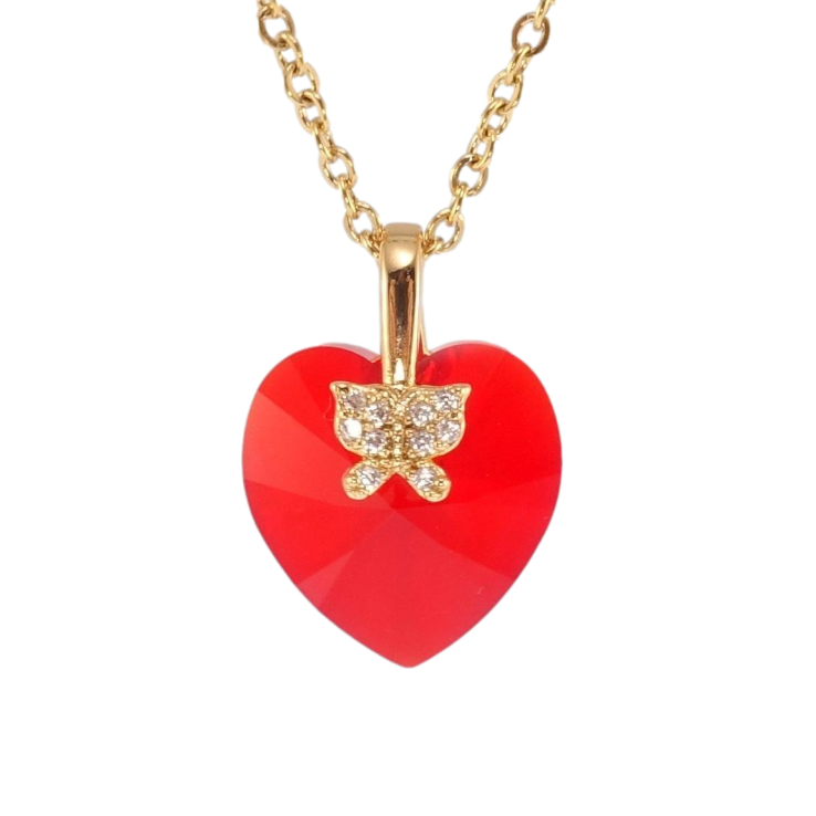 Кулон Xuping колір 18K з кр-ми Swarovski на ланцюжку Кристальне серце Siam довжина 40-45см х 1,5мм фото №6