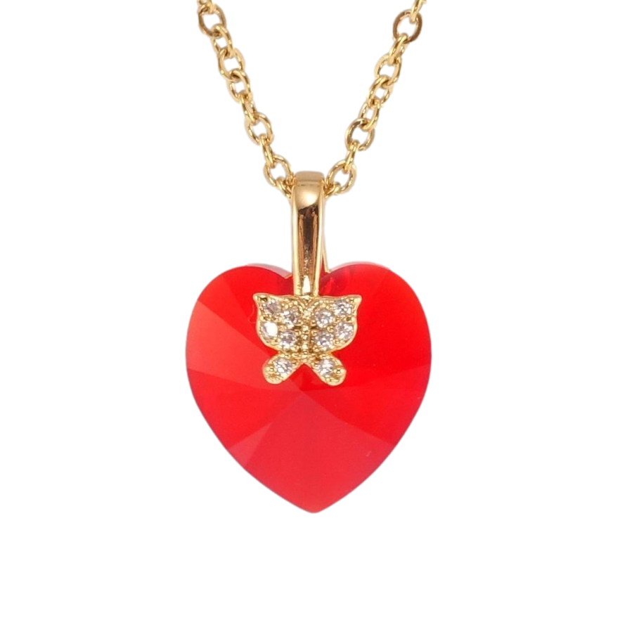 Кулон Xuping колір 18K з кр-ми Swarovski на ланцюжку Кристальне серце Siam довжина 40-45см х 1,5мм фото №1