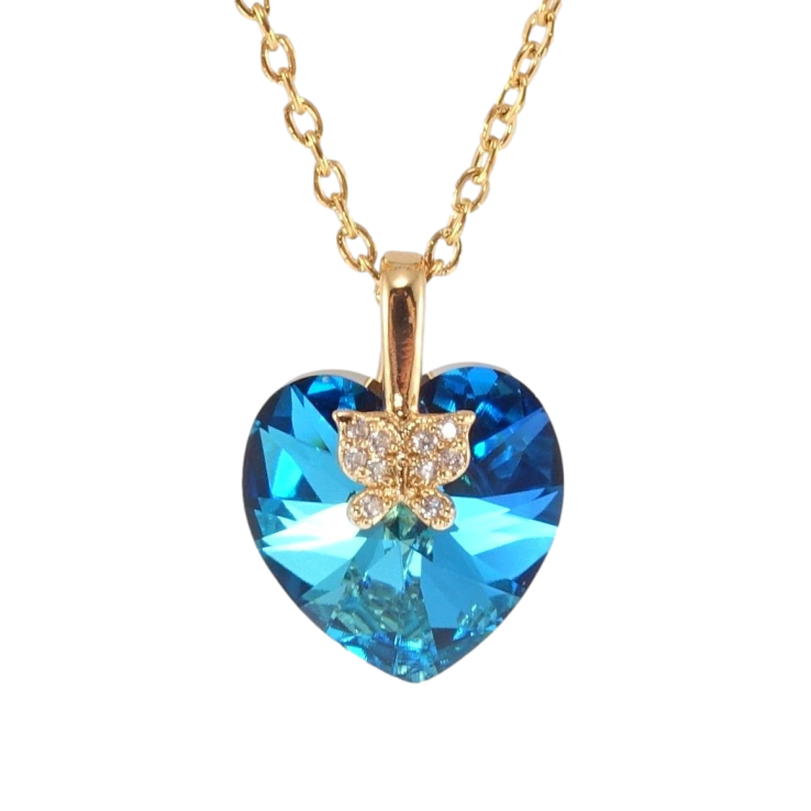 Кулон Xuping колір 18K з кр-ми Swarovski на ланцюжку Кристальне серце Metallic Blue довжина 40-45см х фото №7