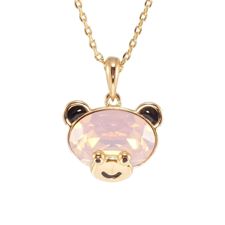 Кулон Xuping 18K з кр-ми Swarovski на ланцюжку Ведмедик з кристалом Pink Opal довжина 40-45см х 1,5мм фото №1