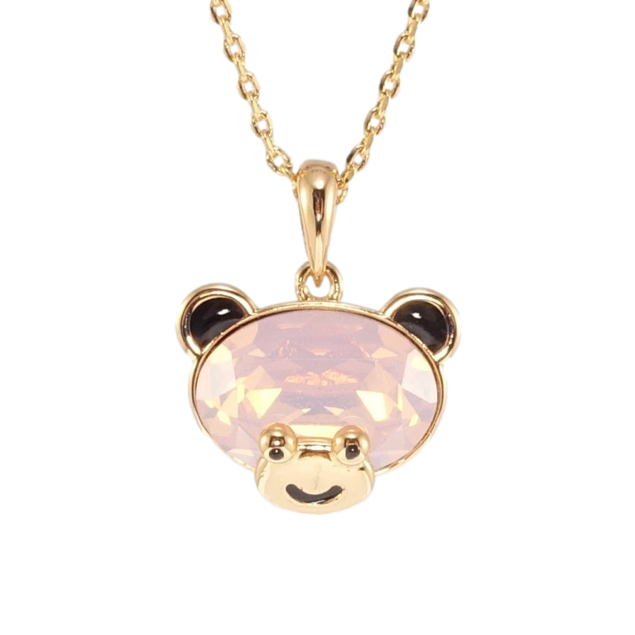 Кулон Xuping 18K з кр-ми Swarovski на ланцюжку Ведмедик з кристалом Pink Opal довжина 40-45см х 1,5мм фото №1