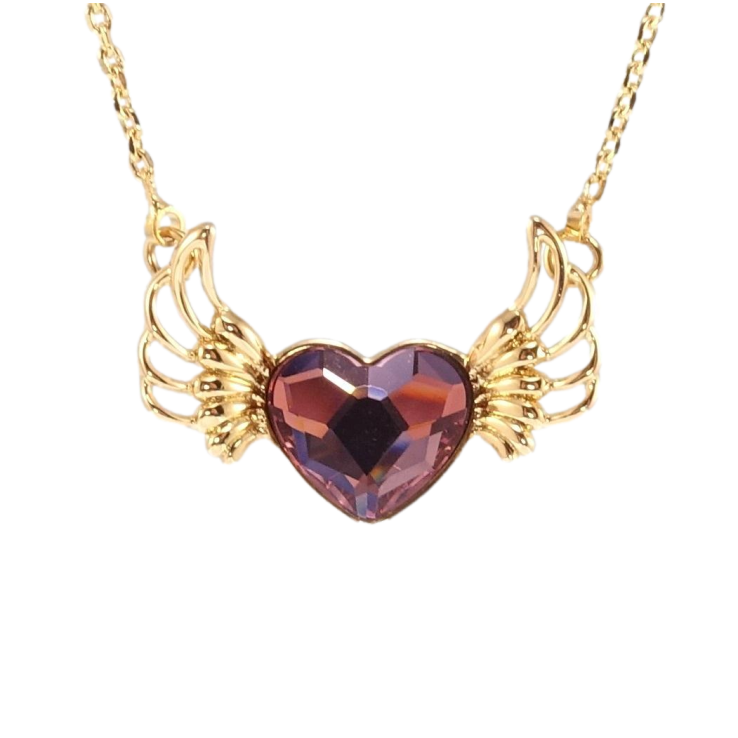Кулон Xuping 18K з кр-ми Swarovski на ланцюжку Крилате серце Amethyst довжина 42-47см х 1мм фото №3