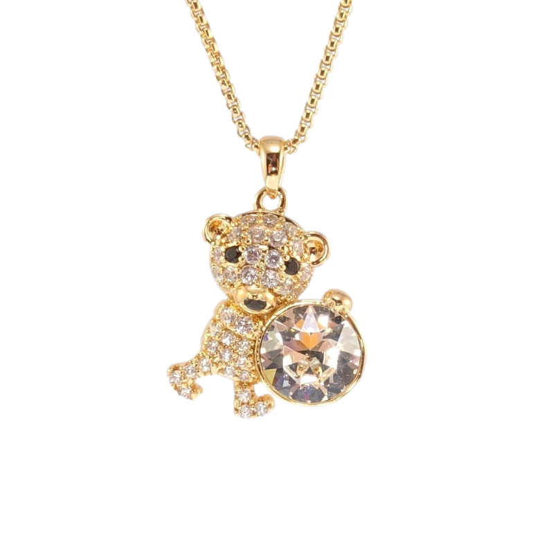 Кулон Xuping 18K з кр-ми Swarovski на ланцюжку Ведмедик з кристалом Clear довжина 40-45см х 1мм фото №1