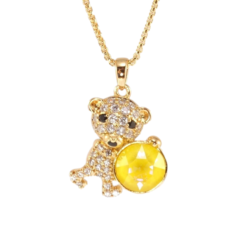 Кулон Xuping 18K с кр-ми Swarovski на цепочке Мишка с кристаллом Buttercup длина 40-45см х 1мм фото №1