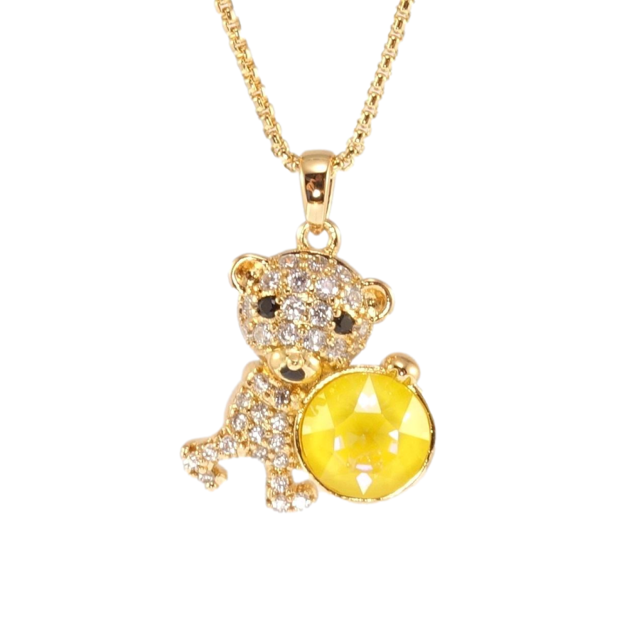 Кулон Xuping 18K з кр-ми Swarovski на ланцюжку Ведмедик з кристалом Buttercup довжина 40-45см х 1мм фото №1