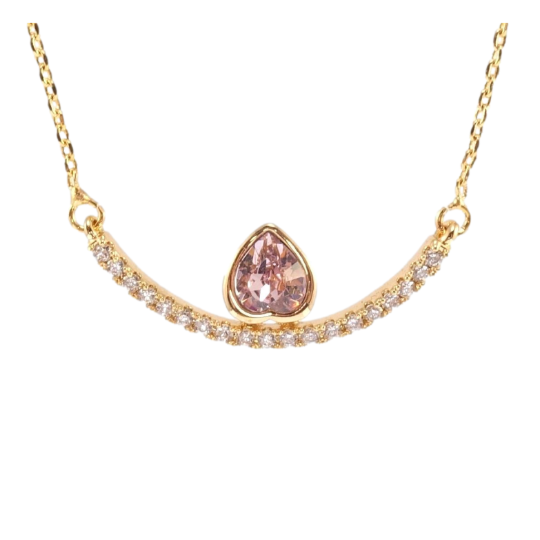 Підвіска Xuping 18K з кр-ми Swarovski на ланцюжку Дуга з кристальним серцем Antique Pink довжина 45-50см х 1мм фото №1