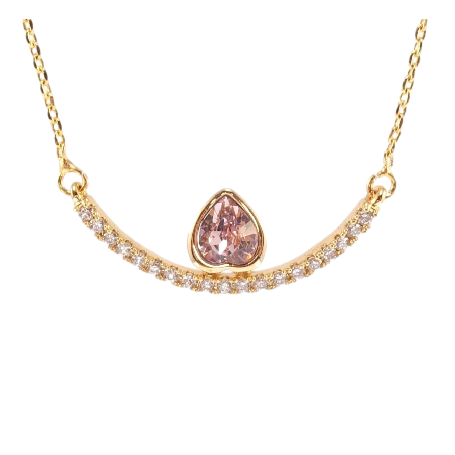 Подвеска Xuping 18K с кр-ми Swarovski на цепочке Дуга с кристальным сердцем Antique Pink длина 45-50см х 1мм фото №1
