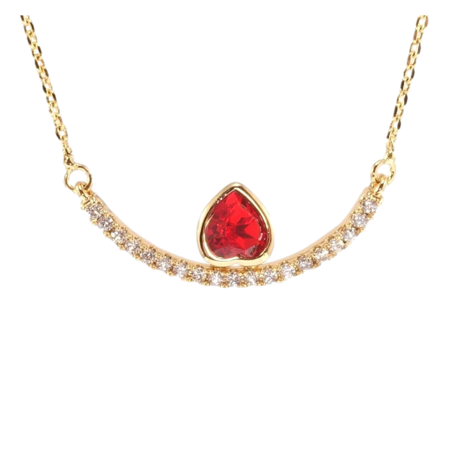 Підвіска Xuping 18K з кр-ми Swarovski на ланцюжку Дуга з кристальним серцем Light Siam довжина 45-50см х 1мм фото №1