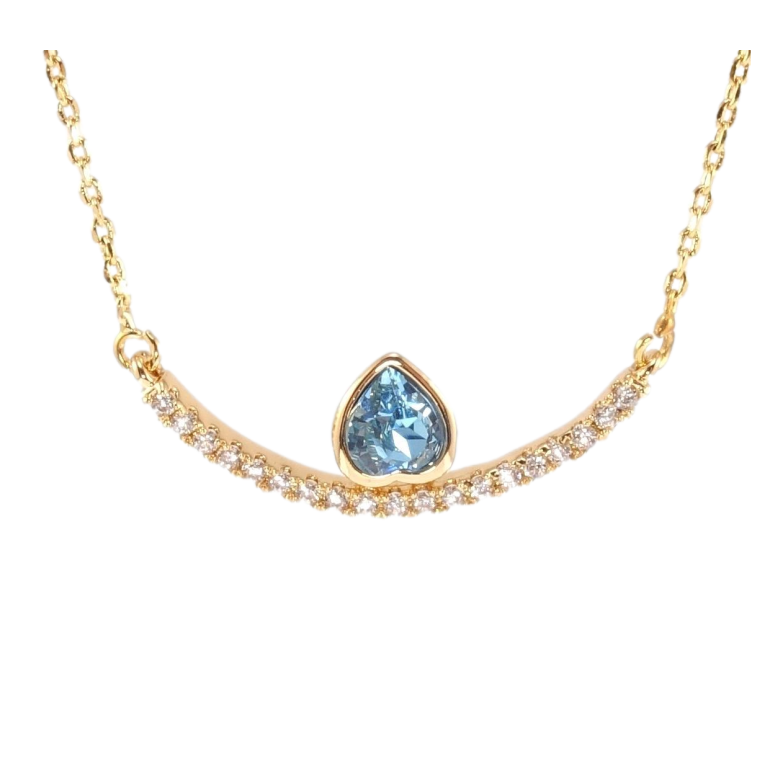 Подвеска Xuping 18K с кр-ми Swarovski на цепочке Дуга с кристальным сердцем Aquamarine длина 45-50см х 1мм фото №1