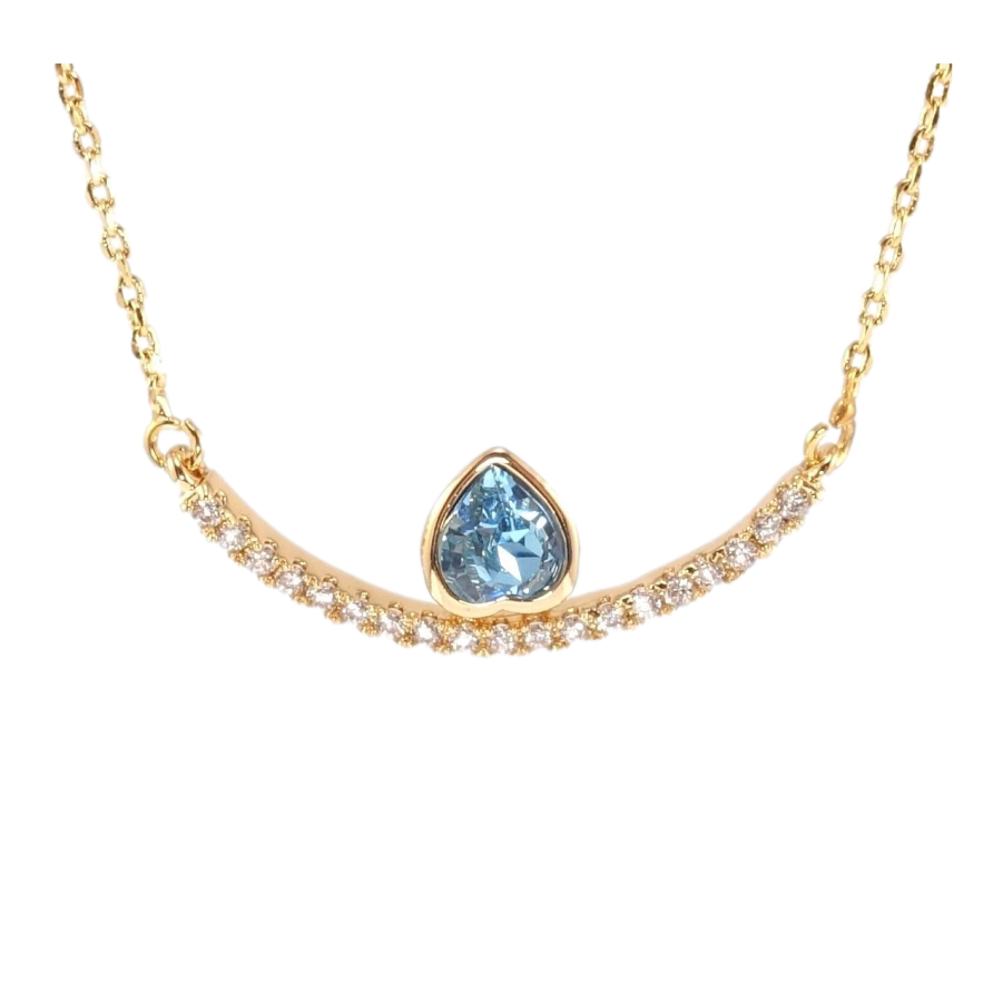 Подвеска Xuping 18K с кр-ми Swarovski на цепочке Дуга с кристальным сердцем Aquamarine длина 45-50см х 1мм фото №1