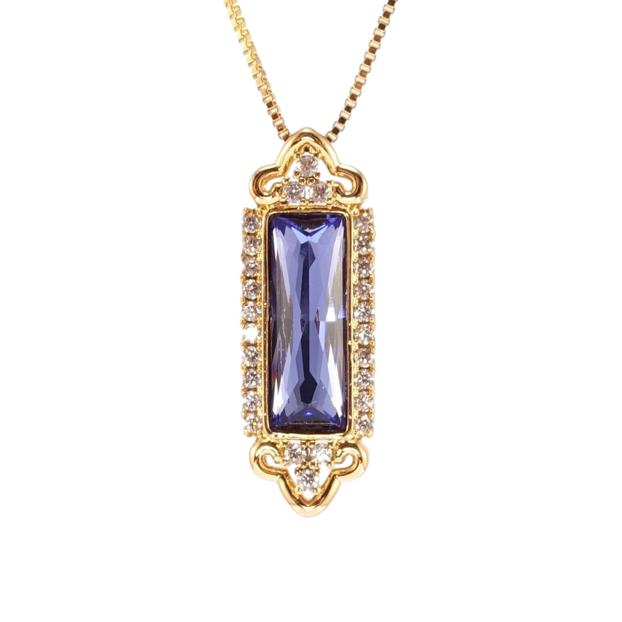 Кулон Xuping 18K з кр-ми Swarovski на ланцюжку Елегантна підвіска з кристалом Sapphire довжина 46см х 1мм фото №1