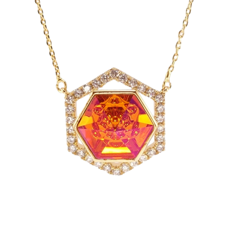 Кулон Xuping 18K с кр-ми Swarovski на цепочке Многогранник с кристаллом Sun длина 44-49см х 1мм фото №1