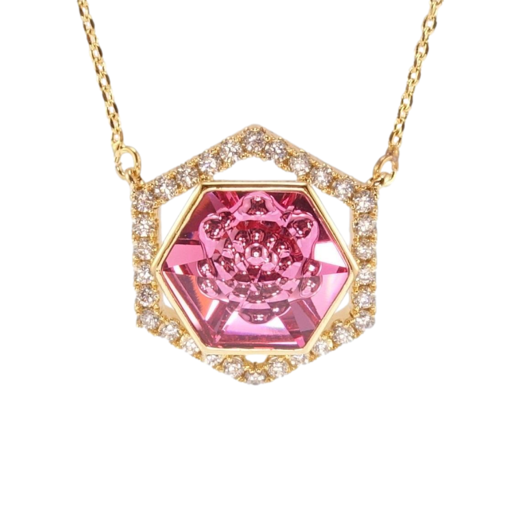 Кулон Xuping 18K з кр-ми Swarovski на ланцюжку Многогранник з кристалом Rose довжина 44-49см х 1мм фото №22