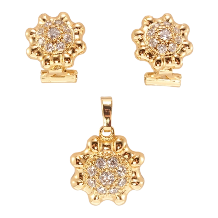 Набор Xuping Позолота 18K Серьги Кулон Декоративные цветочки с цирконием фото №1