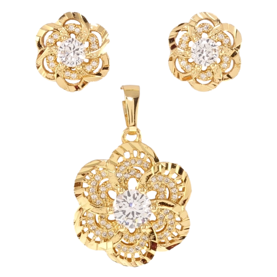 Набор Xuping Позолота 18K Серьги Кулон Цветочки с цирконием фото №1