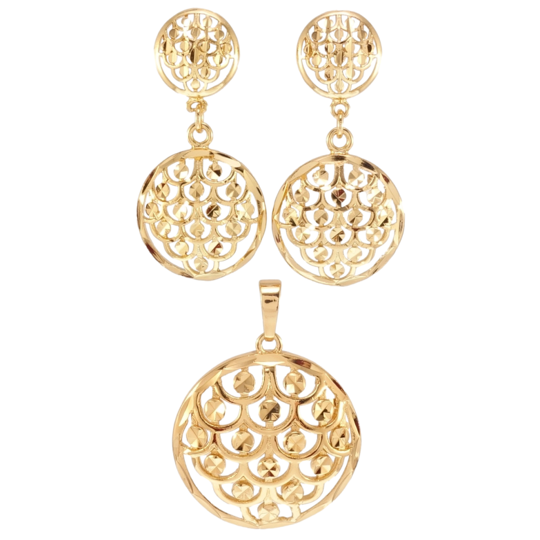 Набор Xuping Позолота 18K Серьги Кулон Элегантные подвески с узором чешуя фото №1