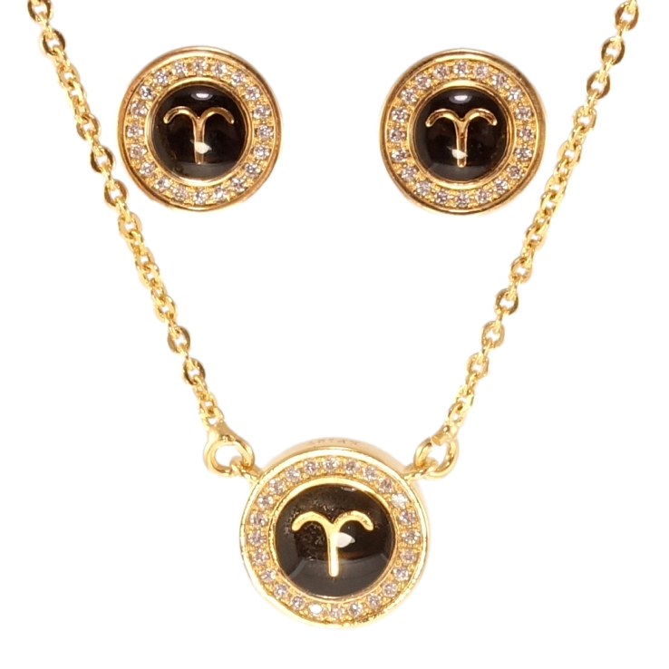 Набір Xuping Позолота 18K Сережки Кулон на ланцюжку Знак Зодіаку Овен довжина 43-46см х 1,5мм; ø 6мм та 5мм фото №16